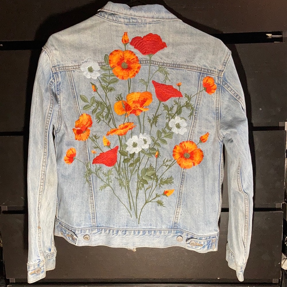 Levi’s Jean jacket with poppies embroidery
